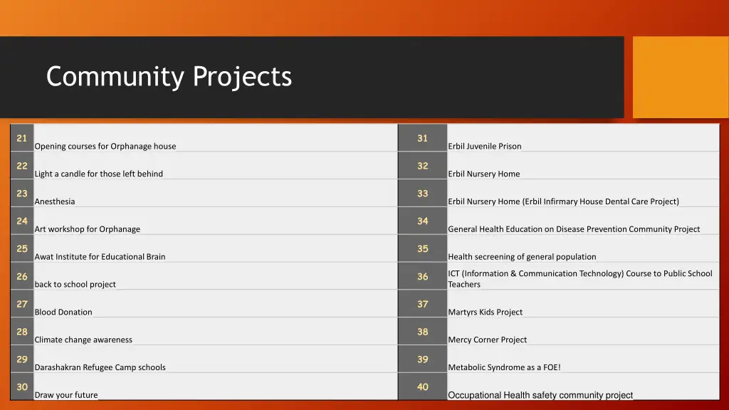 community projects 1
