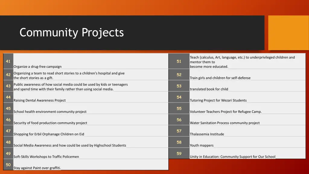 community projects 2