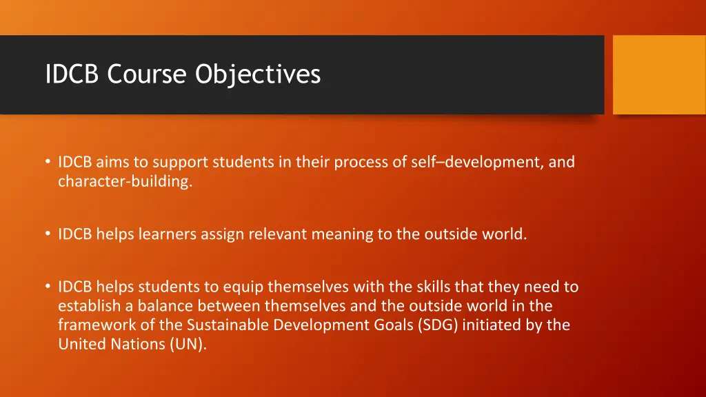 idcb course objectives