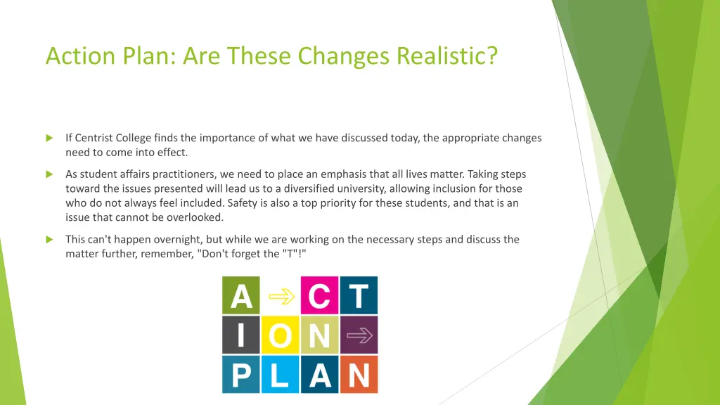 action plan are these changes realistic