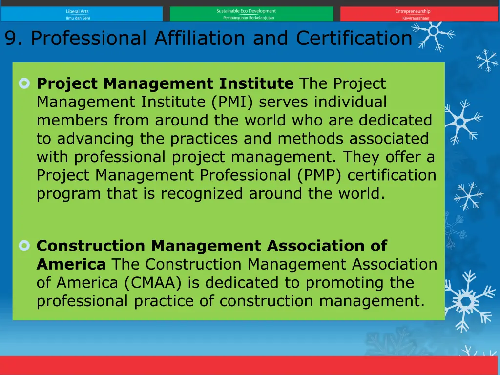 9 professional affiliation and certification