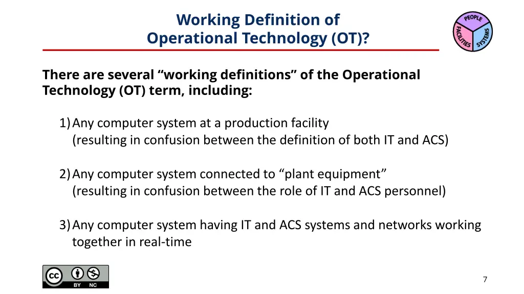 working definition of operational technology ot