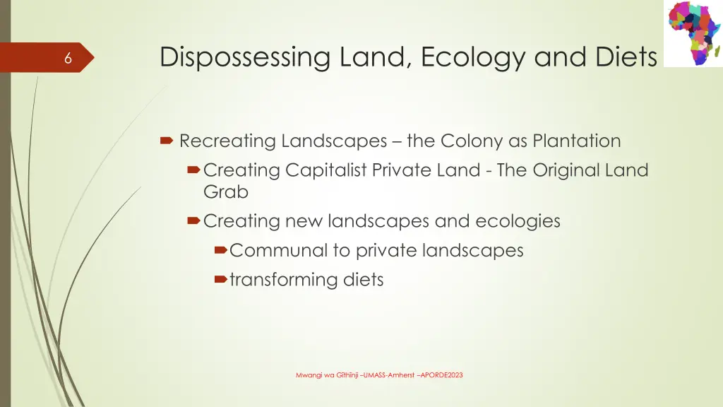 dispossessing land ecology and diets