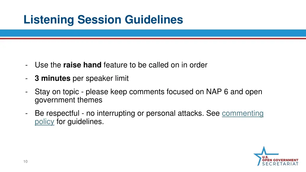 listening session guidelines