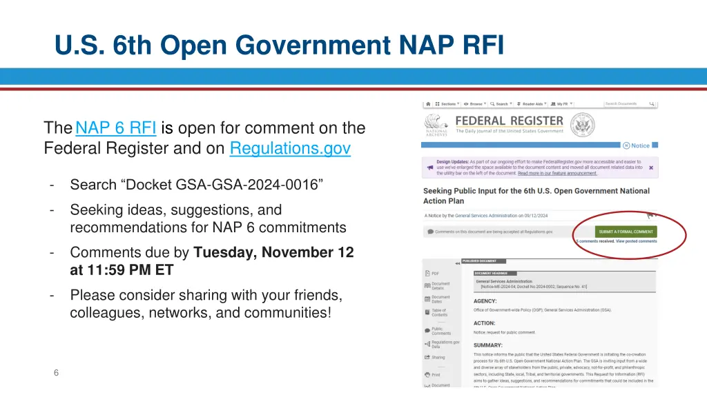 u s 6th open government nap rfi