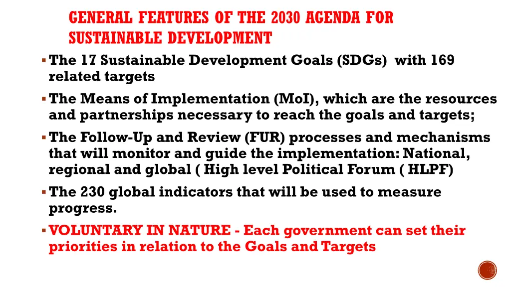 general features of the 2030 agenda