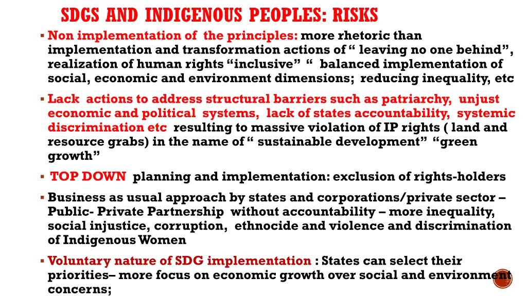 sdgs and indigenous peoples risks