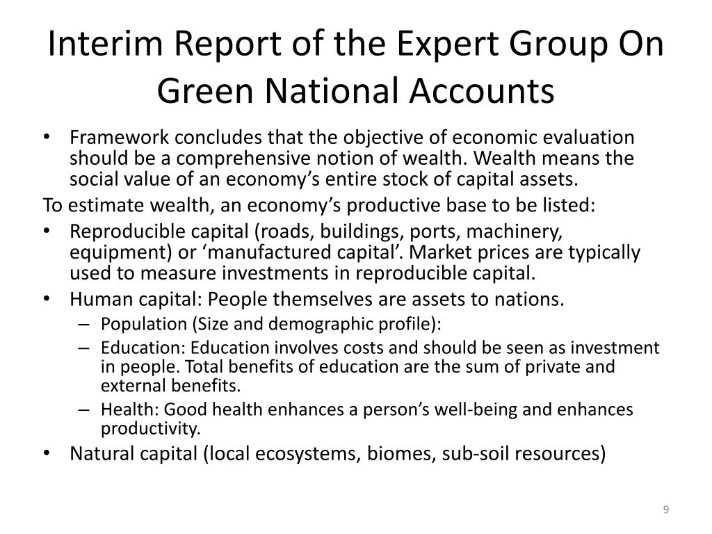 interim report of the expert group on green
