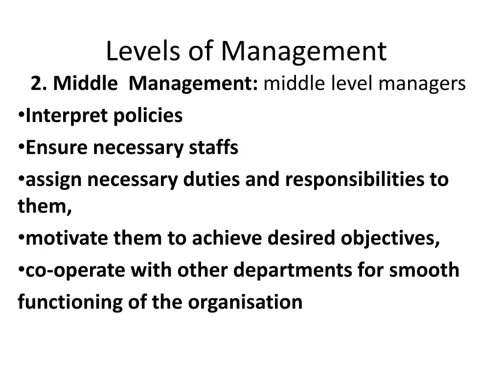 levels of management 2 middle management middle