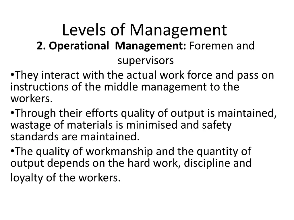 levels of management 2 operational management