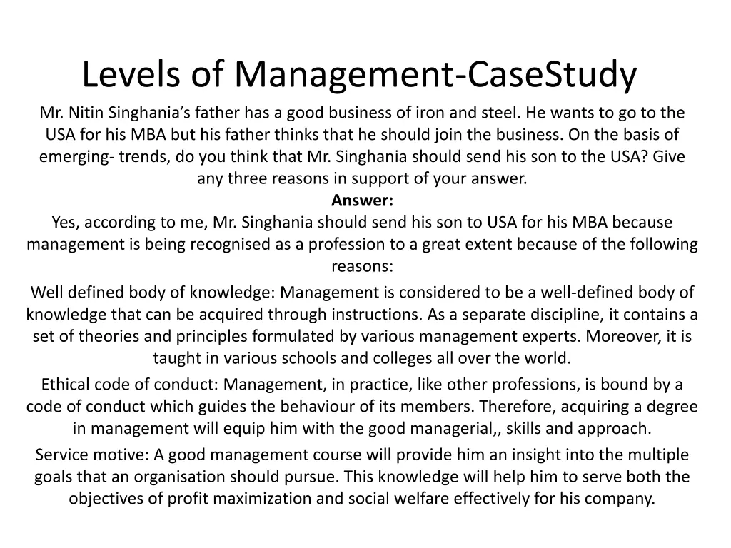 levels of management casestudy mr nitin singhania