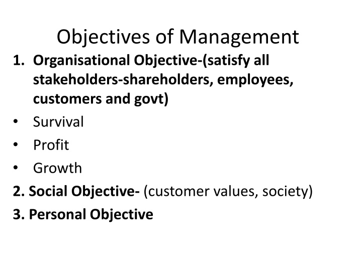 objectives of management 1 organisational