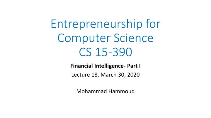 entrepreneurship for computer science cs 15 390