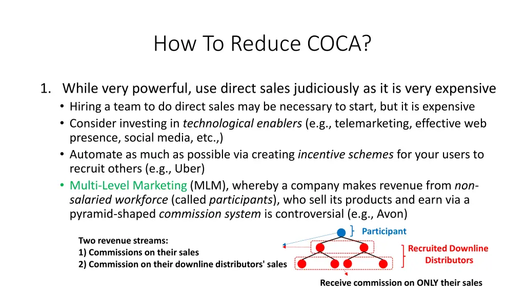 how to reduce coca