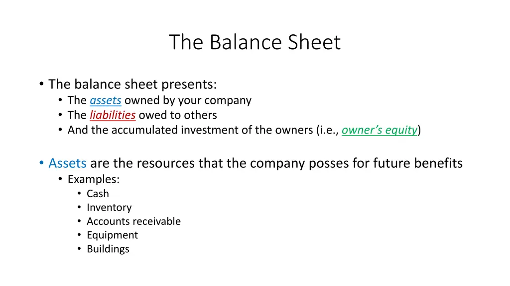 the balance sheet
