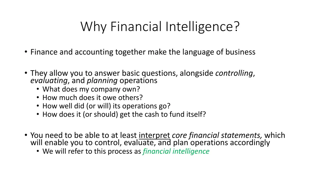 why financial intelligence