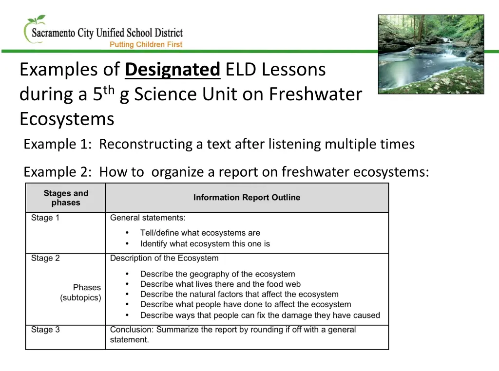 examples of designated eld lessons during