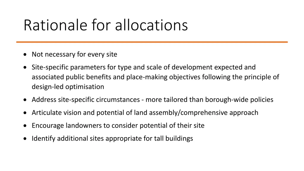 rationale for allocations