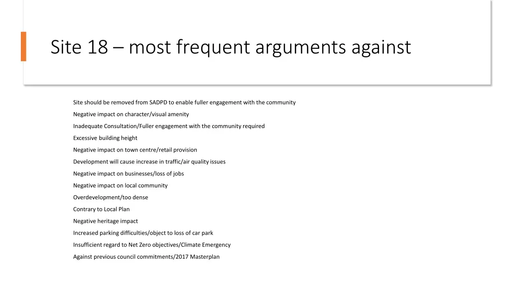 site 18 most frequent arguments against