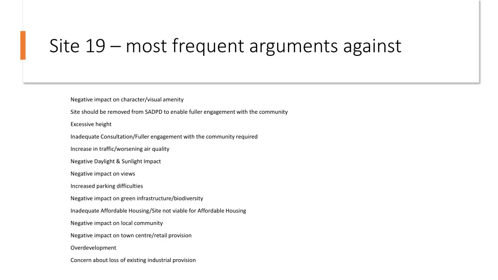 site 19 most frequent arguments against