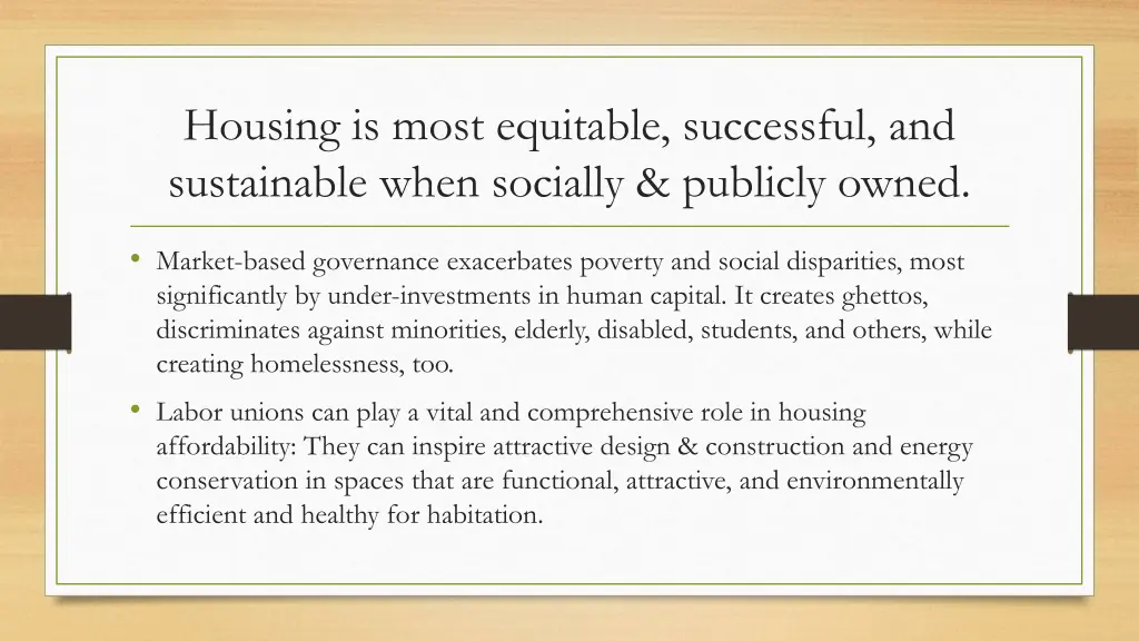 housing is most equitable successful