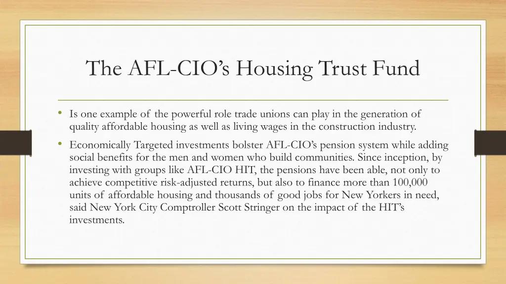 the afl cio s housing trust fund