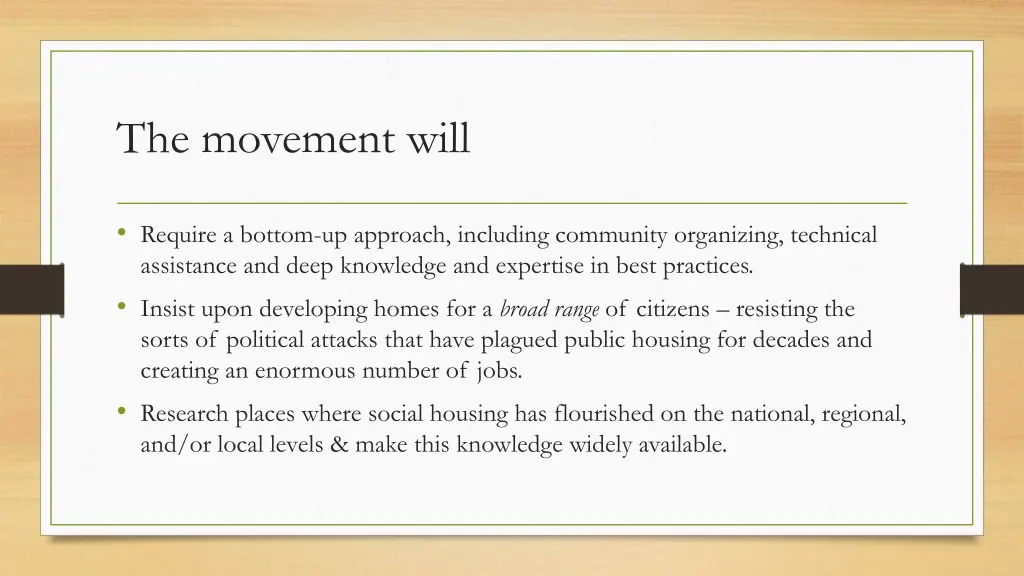 the movement will