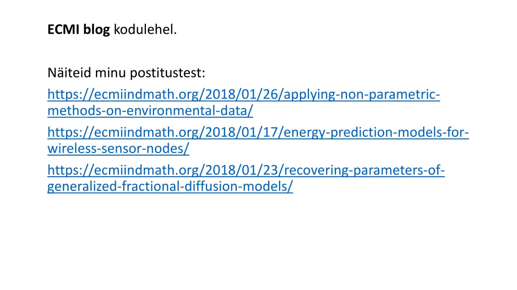 ecmi blog kodulehel