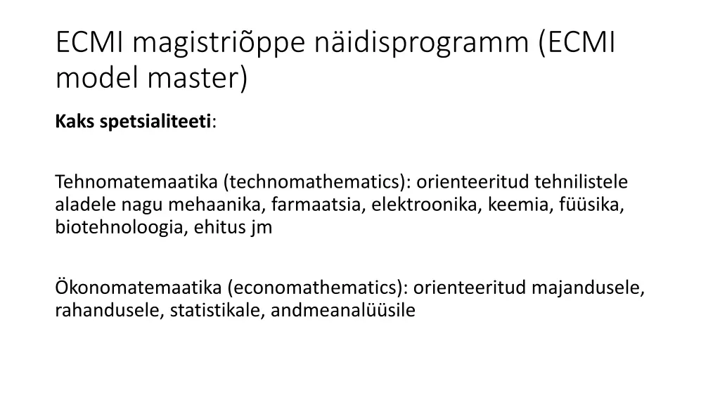 ecmi magistri ppe n idisprogramm ecmi model master