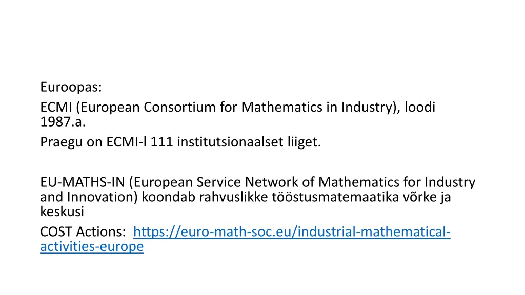 euroopas ecmi european consortium for mathematics