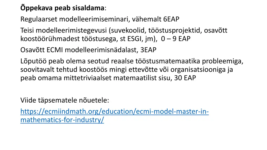 ppekava peab sisaldama regulaarset