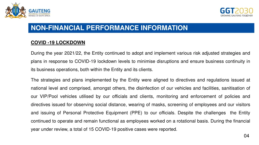 non financial performance information