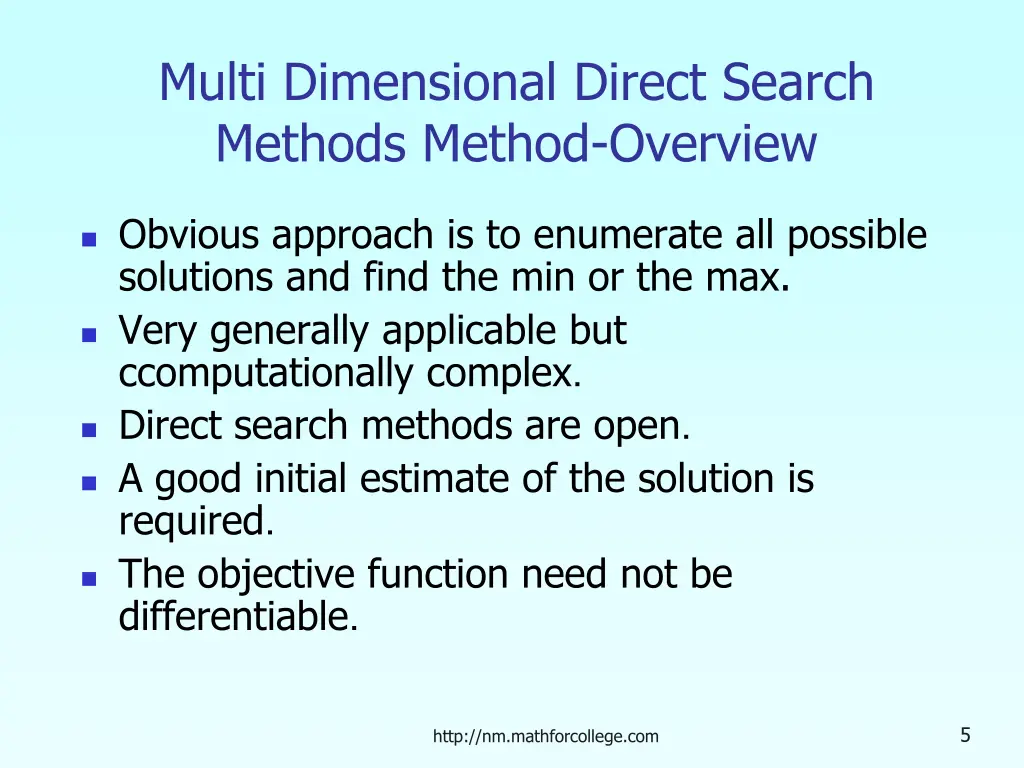 multi dimensional direct search methods method