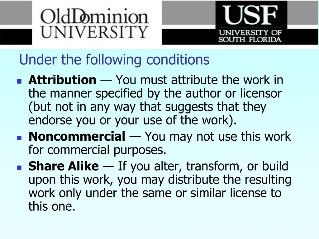 under the following conditions