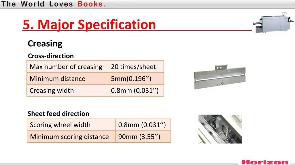 5 major specification