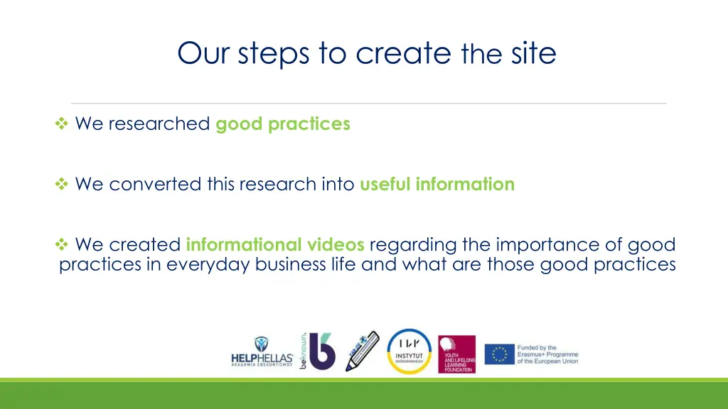 our steps to create the site