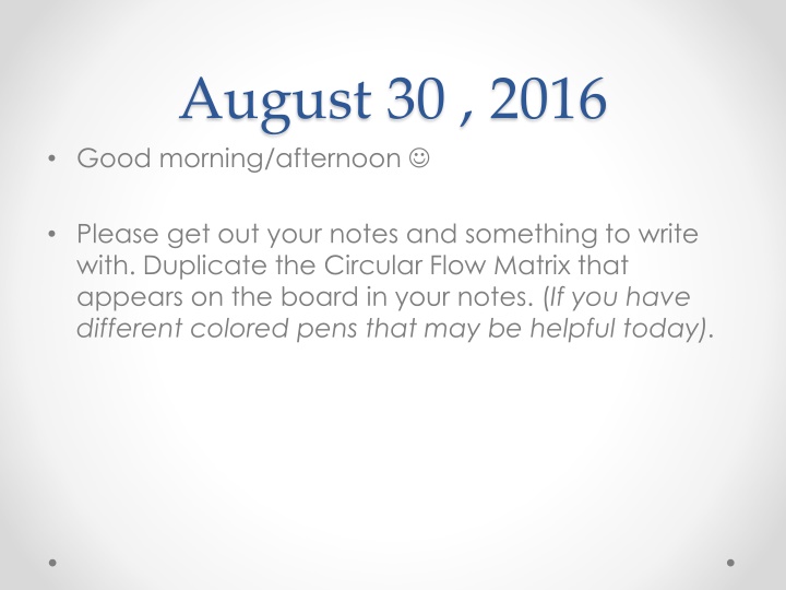 august 30 2016 good morning afternoon