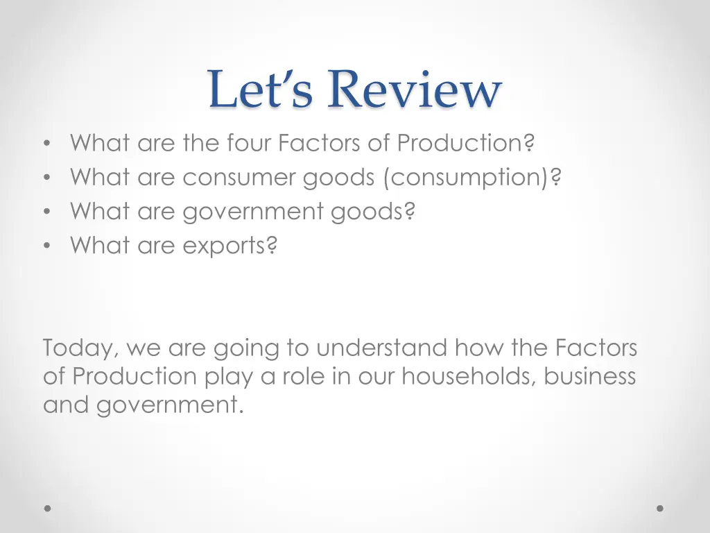 let s review
