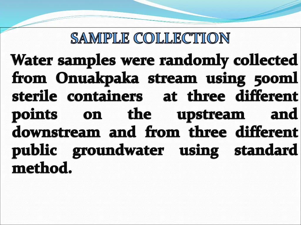 sample collection water samples were randomly