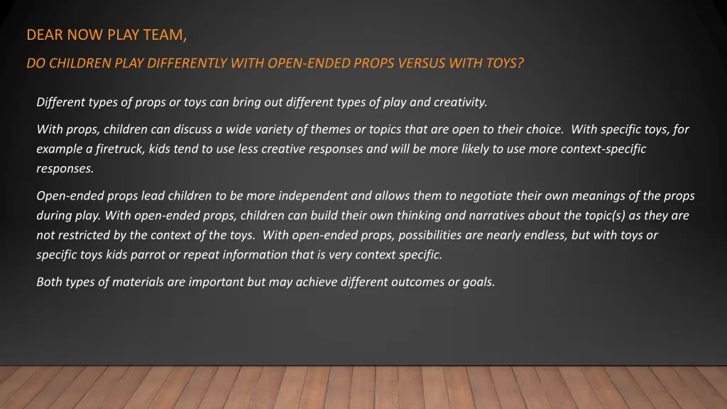 dear now play team 1