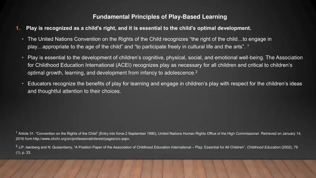 fundamental principles of play based learning