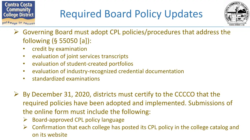 required board policy updates