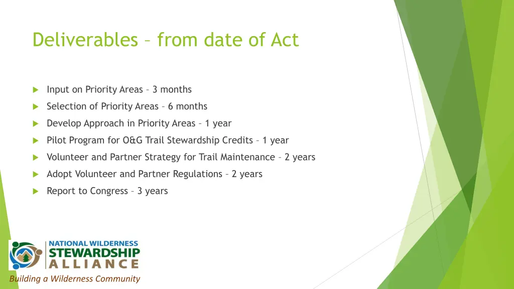 deliverables from date of act