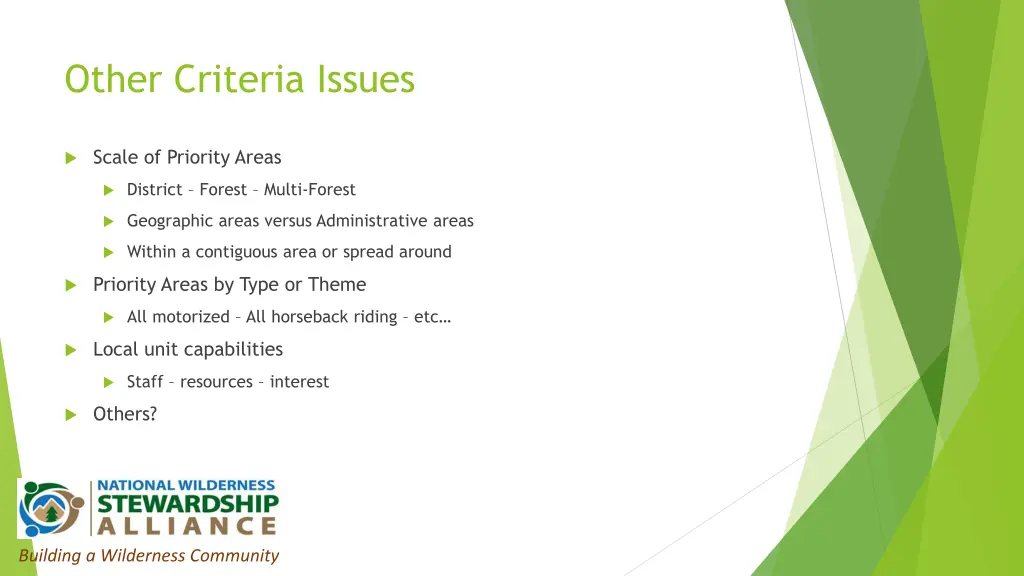other criteria issues