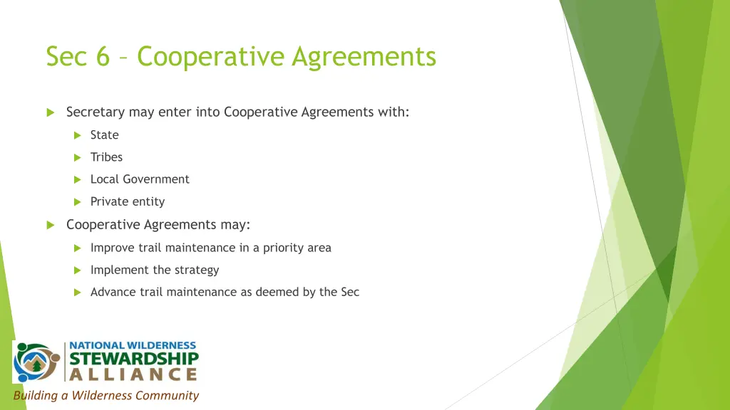sec 6 cooperative agreements