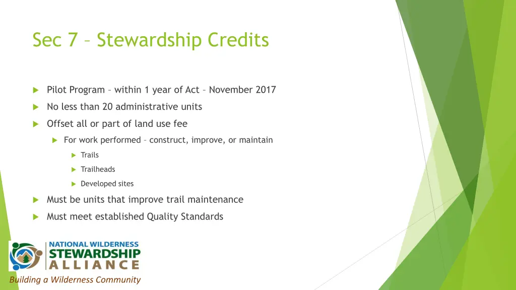 sec 7 stewardship credits