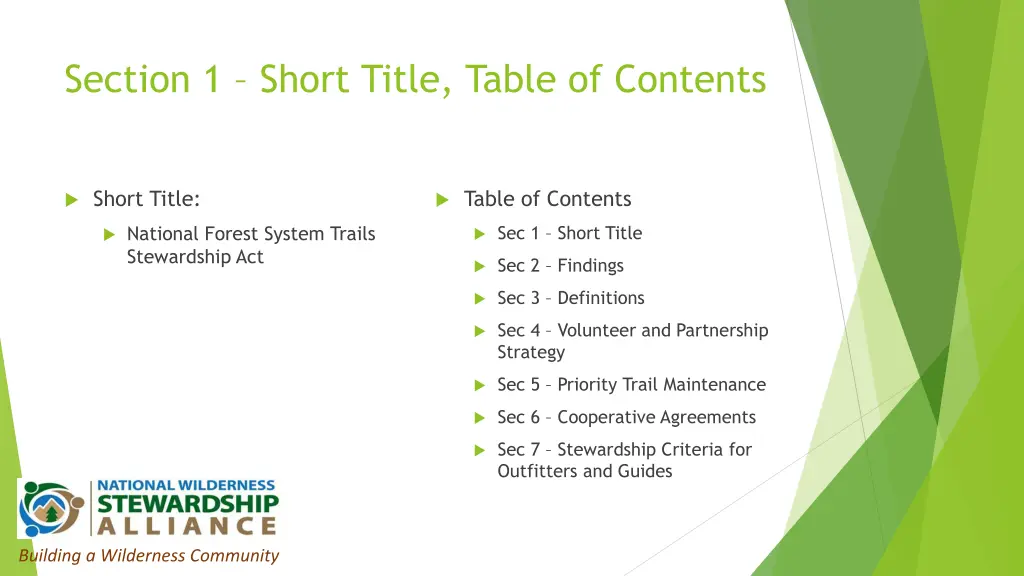 section 1 short title table of contents
