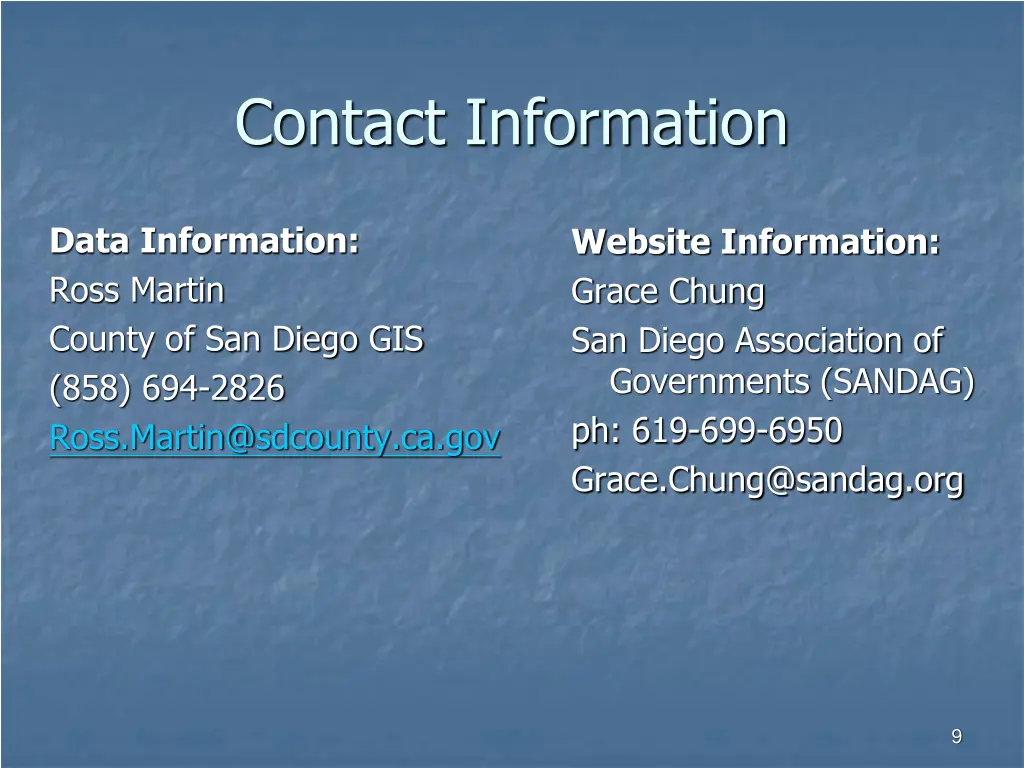 contact information