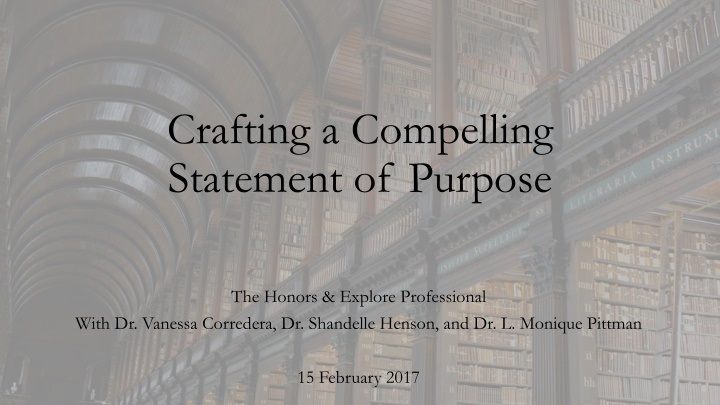 crafting a compelling statement of purpose