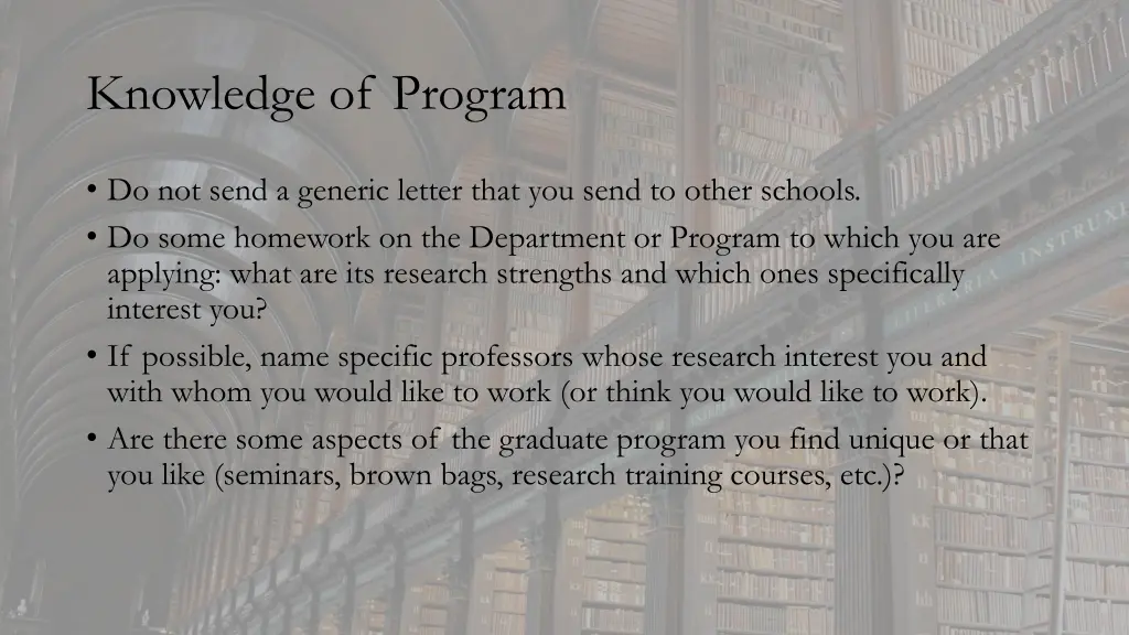 knowledge of program